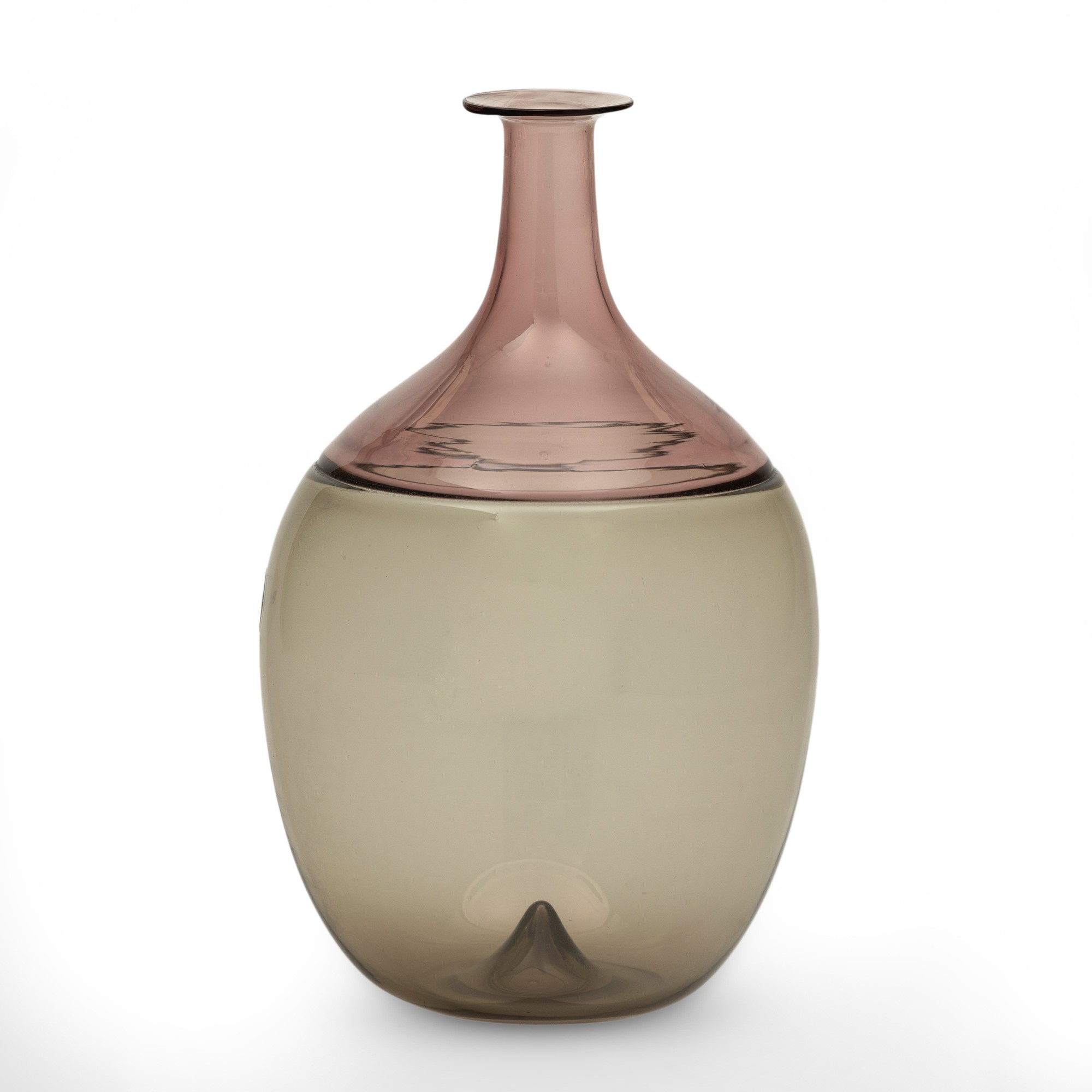 Tapio Wirkkala - Vaso a bottiglie “Bolle” Venini, vetro soffiato ad incalmo, ametista