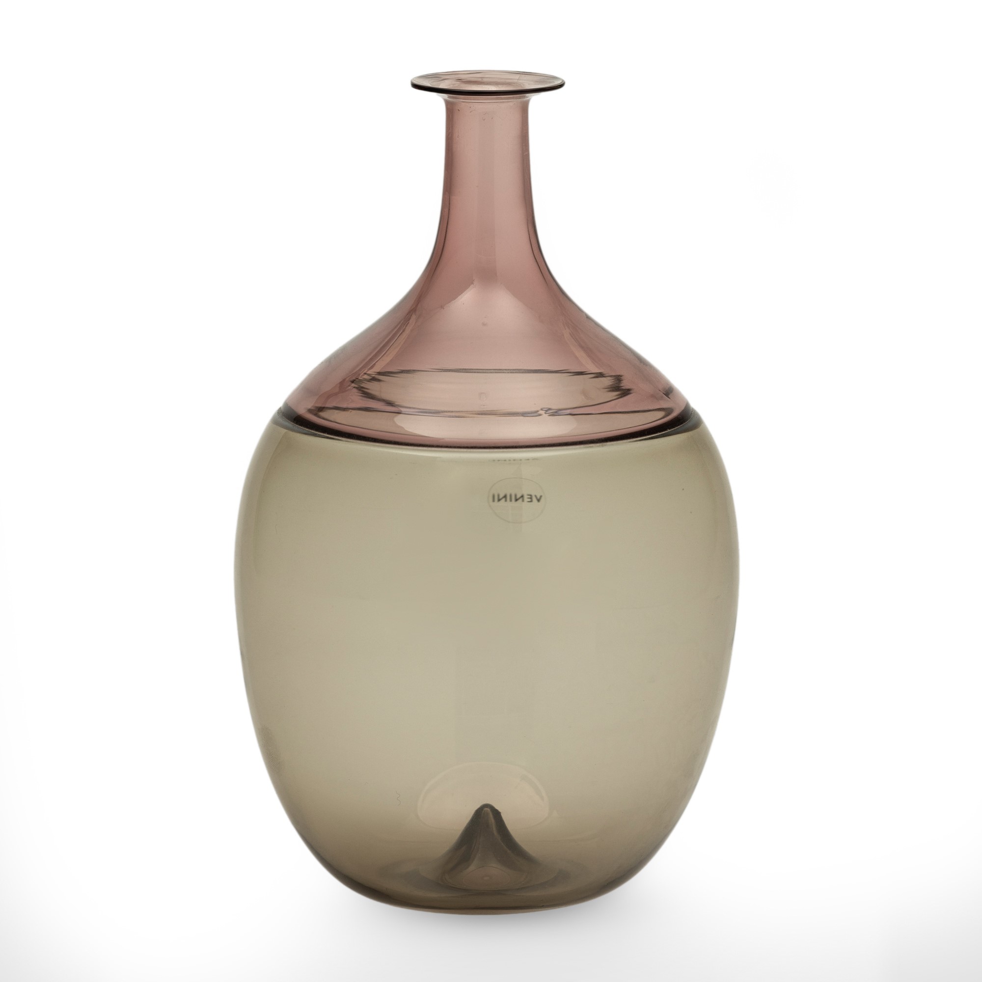 Tapio Wirkkala - Vaso a bottiglie “Bolle” Venini, vetro soffiato ad incalmo, ametista