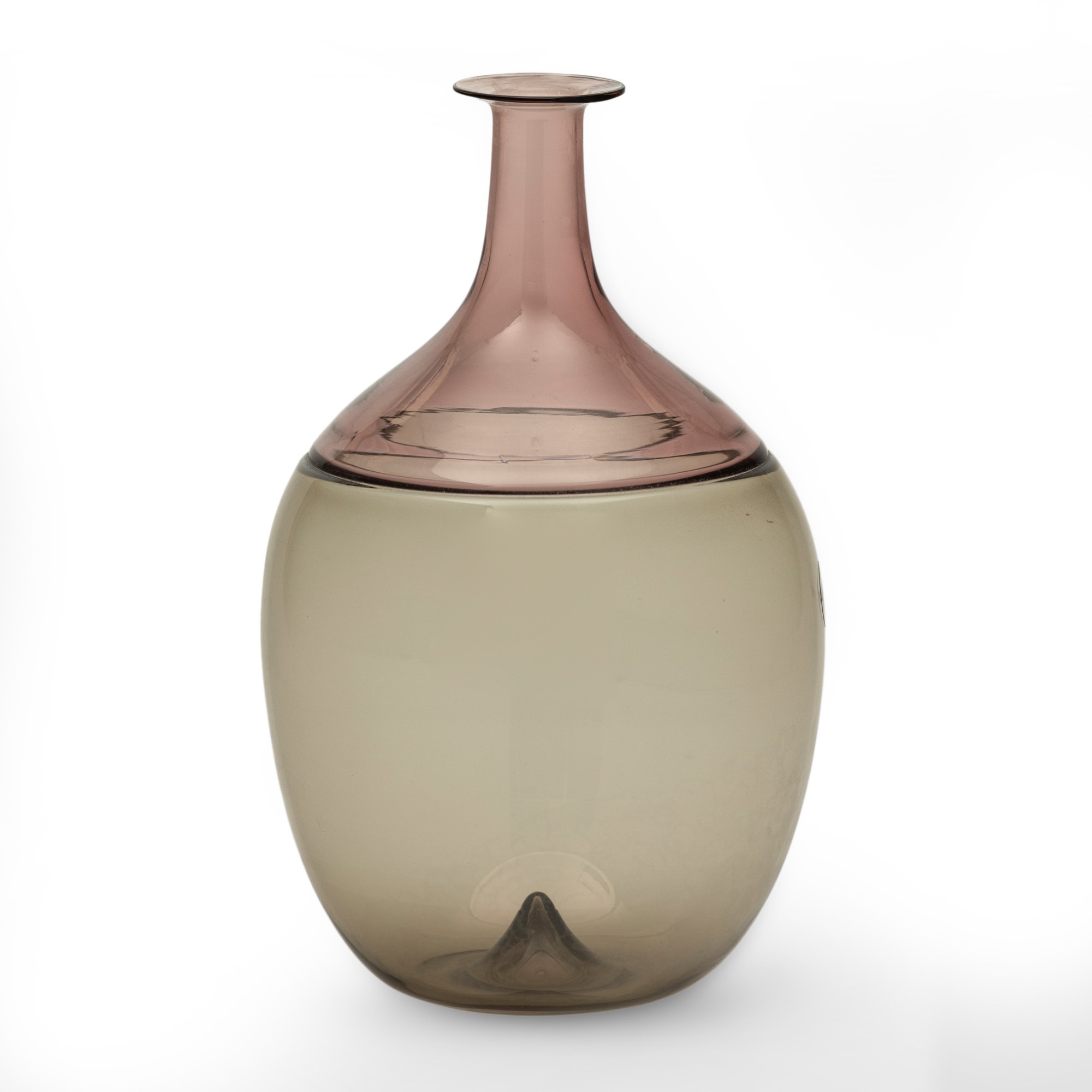 Tapio Wirkkala - Vaso a bottiglie “Bolle” Venini, vetro soffiato ad incalmo, ametista