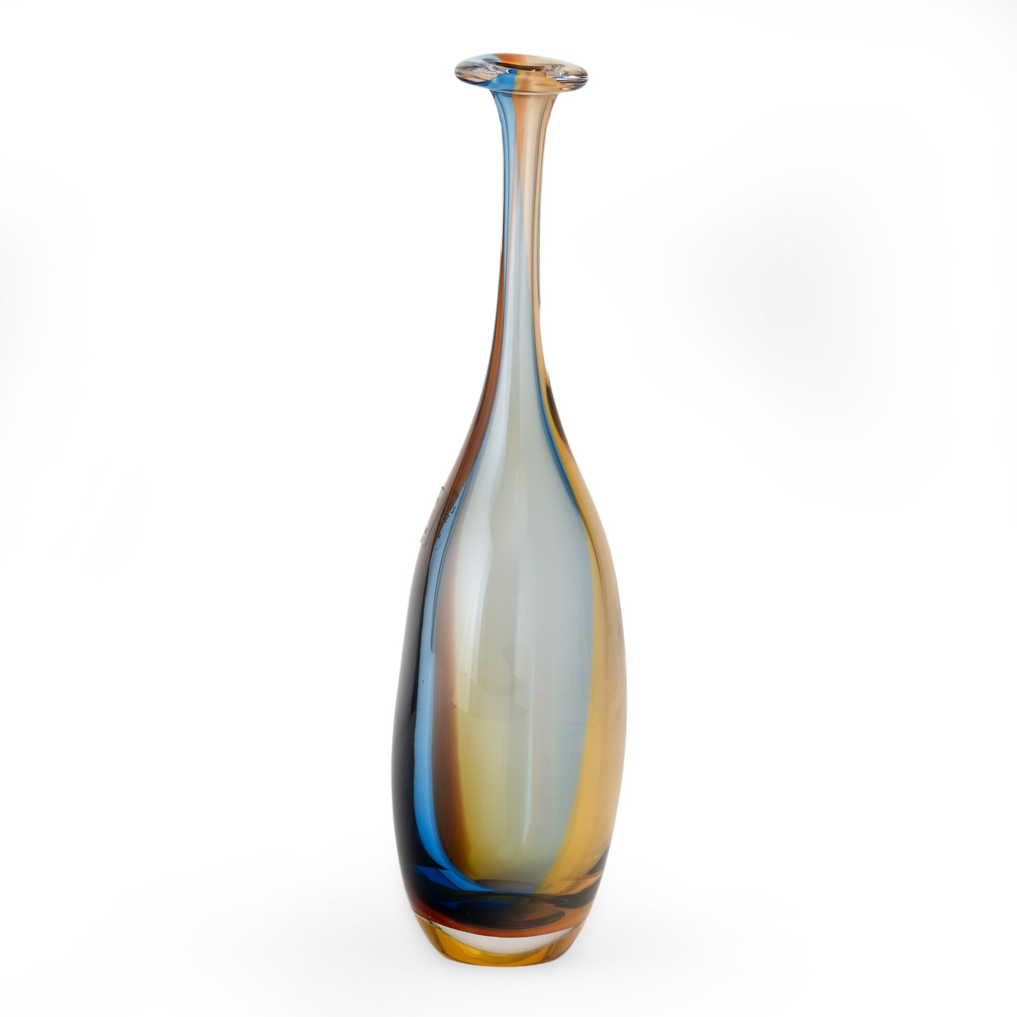 Kjell Engman - Vaso a bottiglia “Fidji”, vetro soffiato con decoro policromo