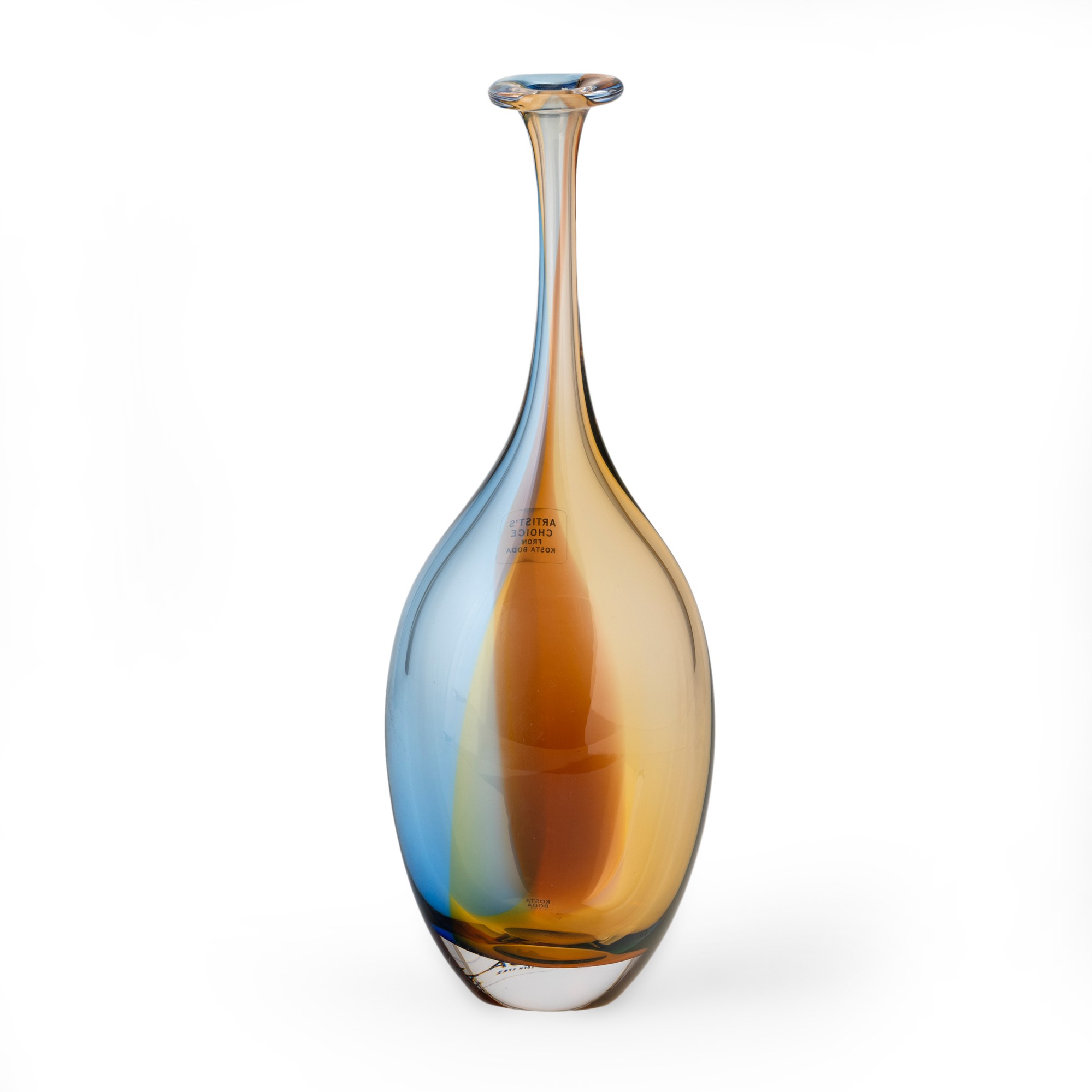 Kjell Engman - Vaso a bottiglia “Fidji”, vetro soffiato con decoro policromo