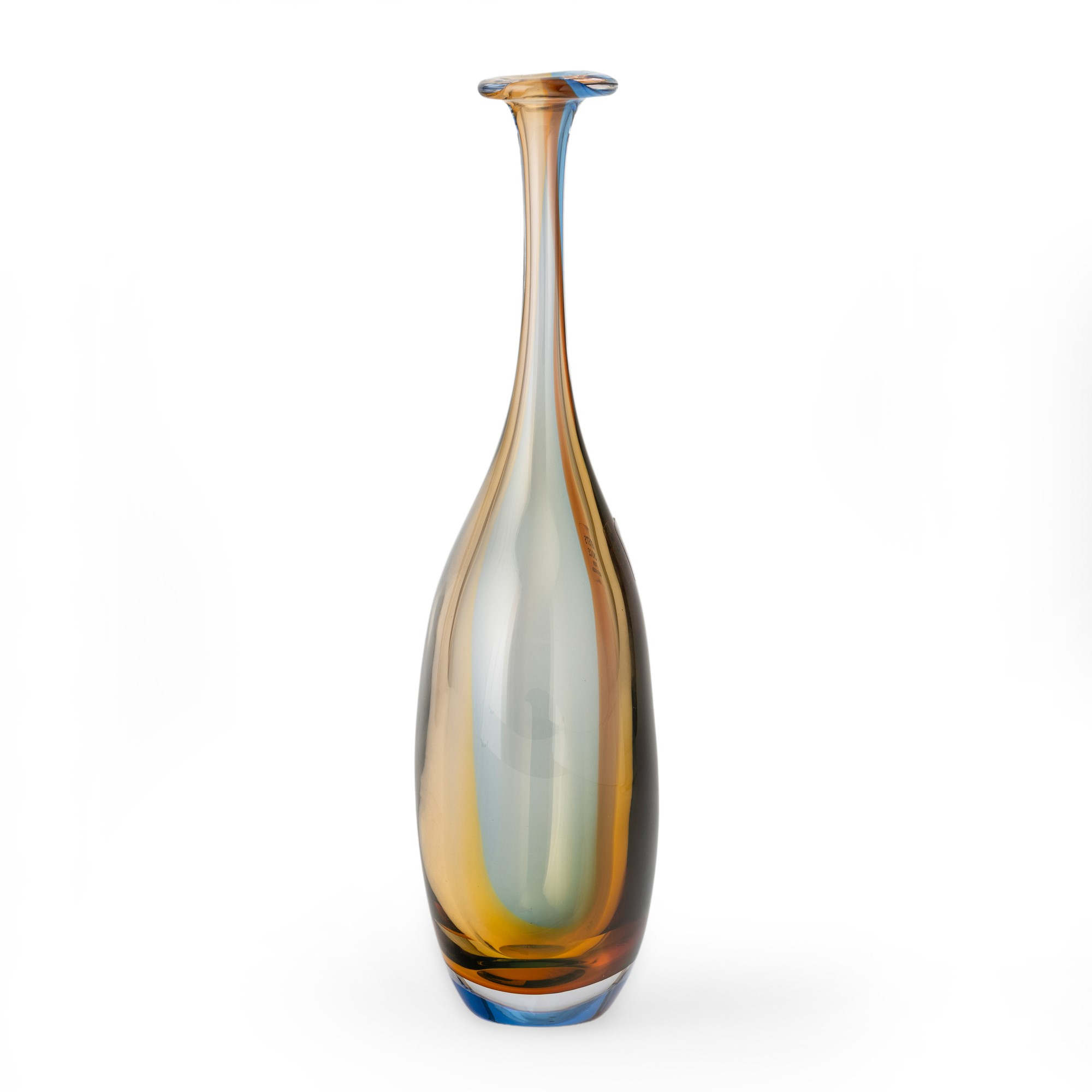 Kjell Engman - Vaso a bottiglia “Fidji”, vetro soffiato con decoro policromo