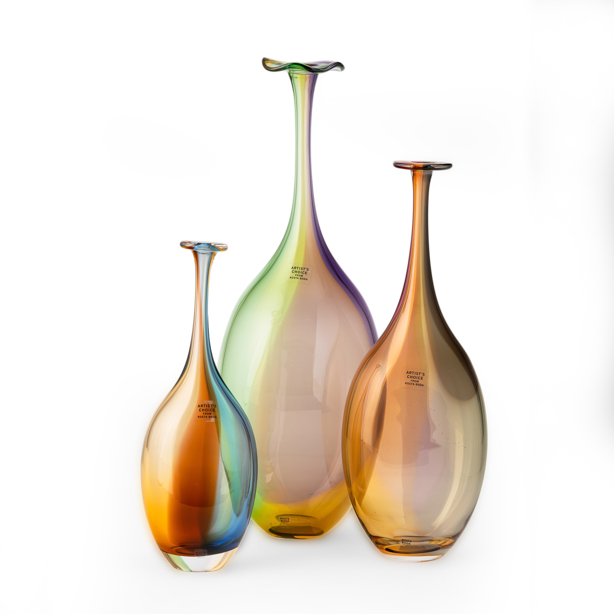 Kjell Engman - Vaso a bottiglia serie Fidji in vetro soffiato, Svezia (ca. 1988)
