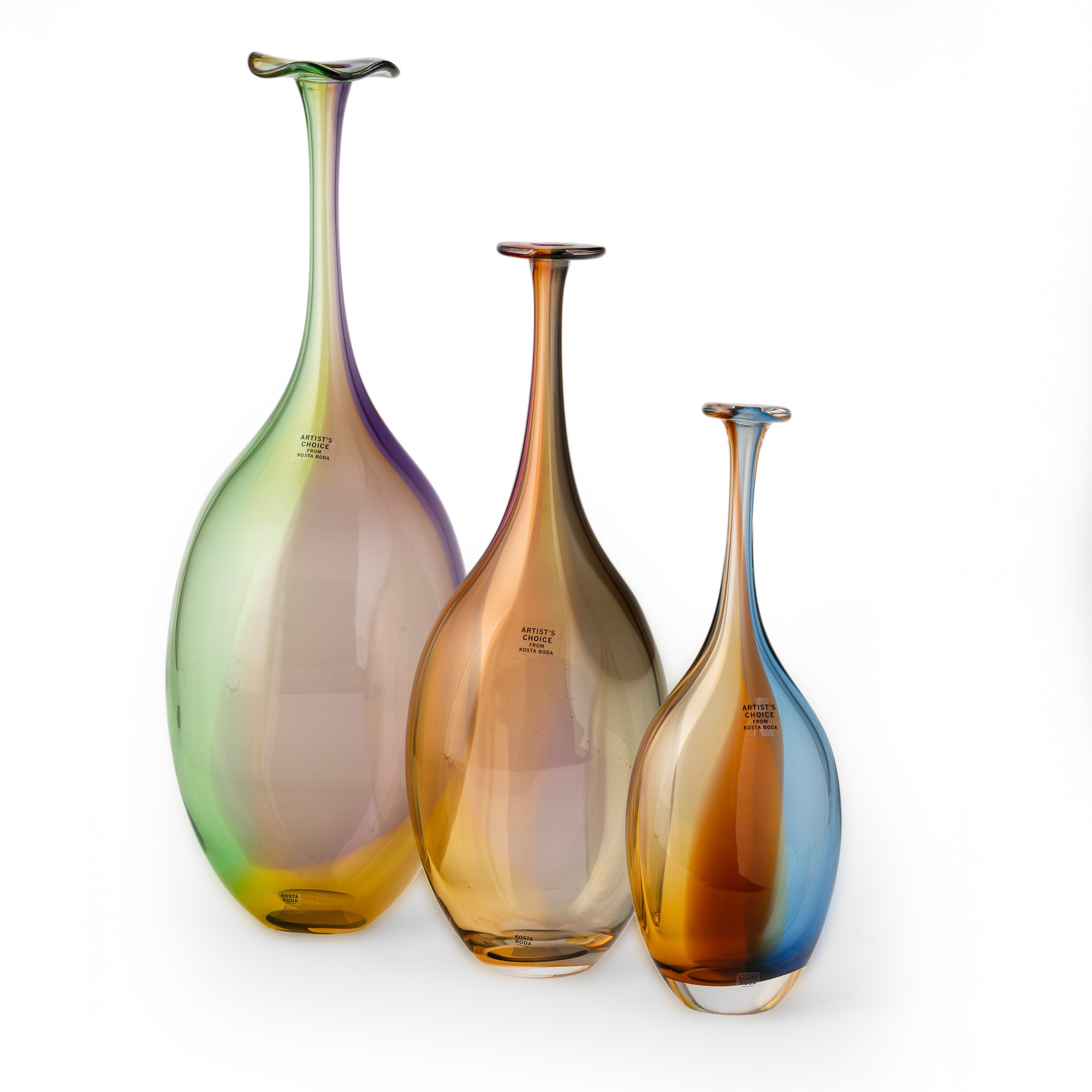 Kjell Engman - Vaso a bottiglia serie Fidji in vetro soffiato, Svezia (ca. 1988)