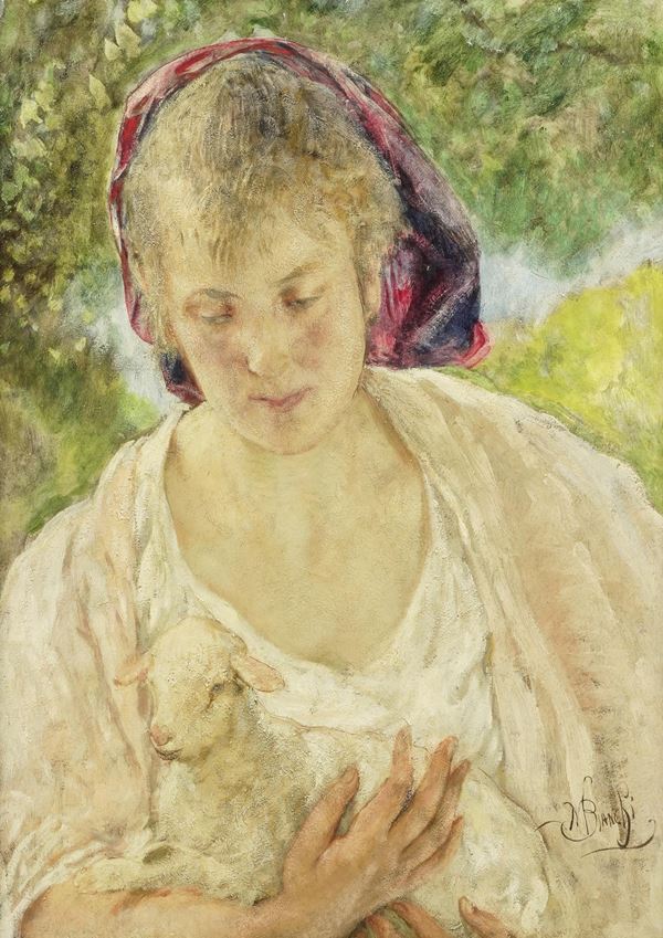 Pastorella con agnello