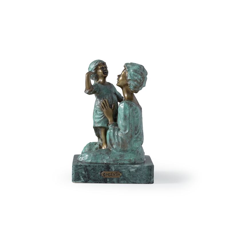 Gianni Visentin : Madre con bambina  - Asta Antiquariato - Cambi Casa d'Aste