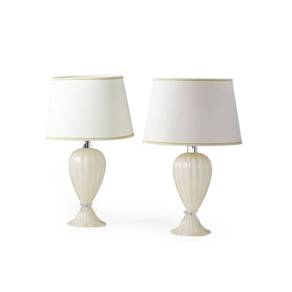 Coppia di lampade in vetro di Murano