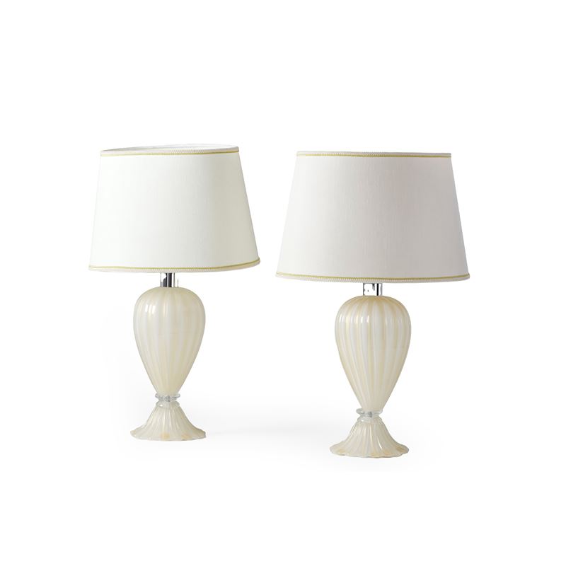 Coppia di lampade in vetro di Murano  - Auction Antiques - Cambi Casa d'Aste