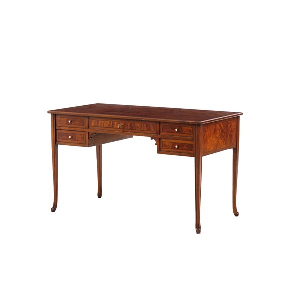 Scrittoio in mogano e piuma di mogano, XX secolo