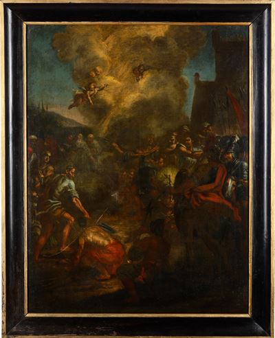 Scuola del XVII secolo, Scena di martirio, olio su tela