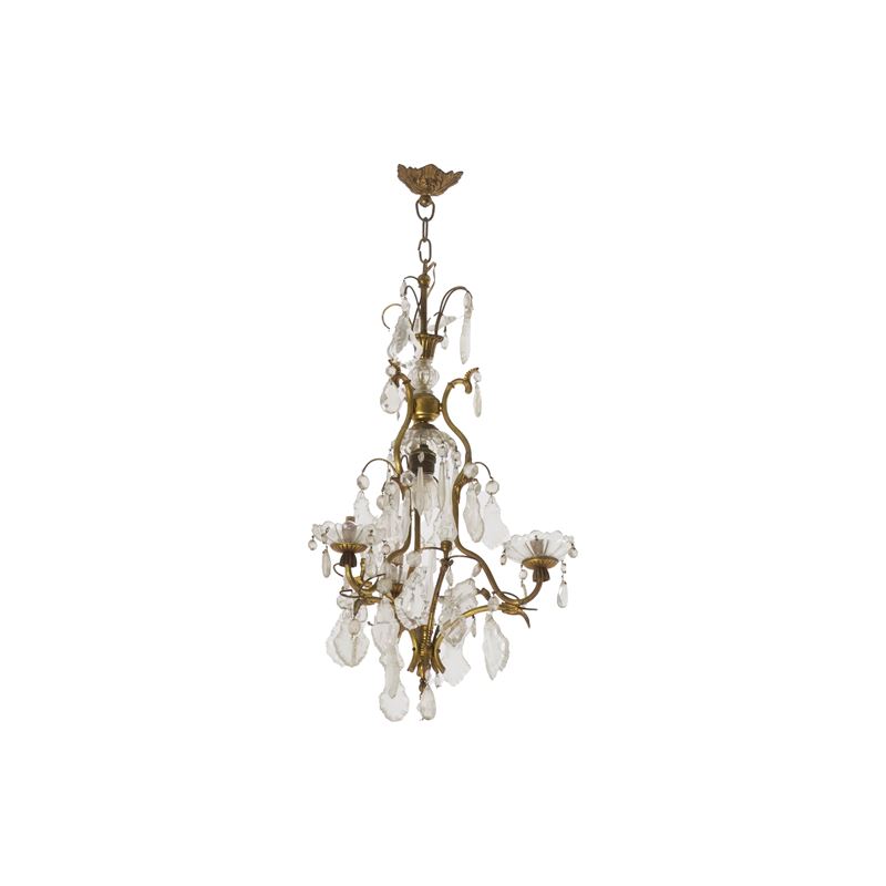 Lampadario in metallo con gocce in cristallo  - Auction Antique Opportunities - Cambi Casa d'Aste