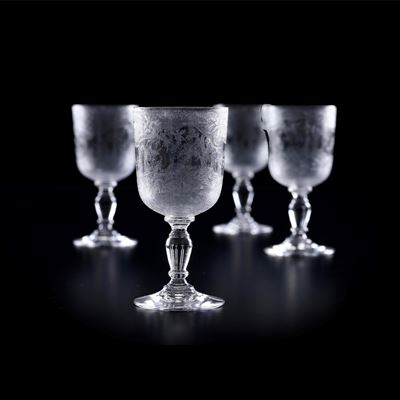 Quindici calici da rosolio, cristallo inciso, XX secolo