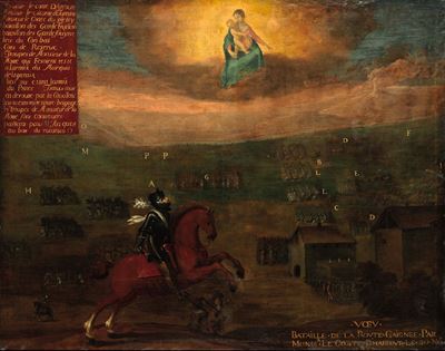 Scuola del XVII-XVIII secolo, Battaglia di Chieri, ex voto a olio su tela