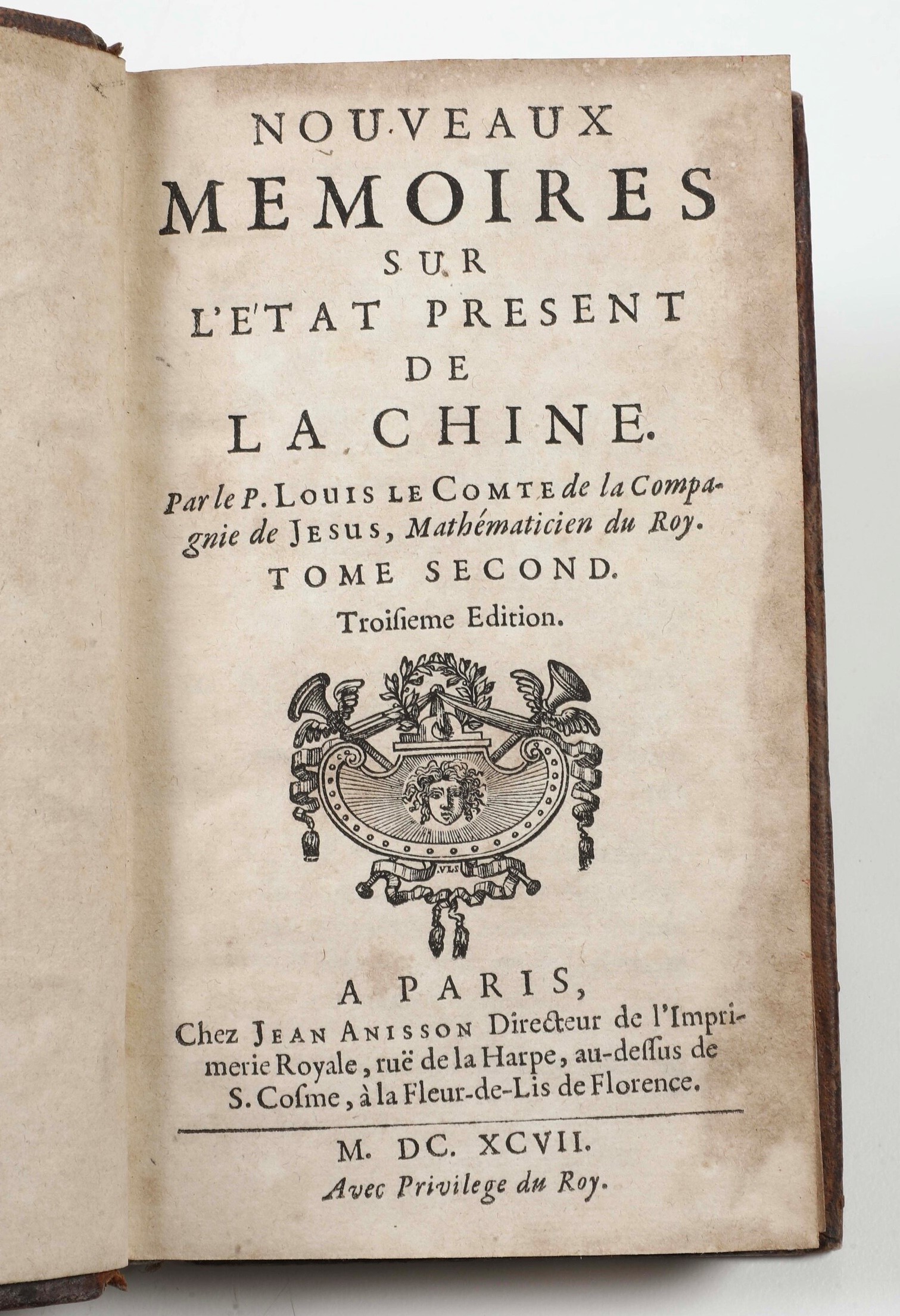 Le Comte, Pere Louis, Noveaux Memoirs sur l'etat present de la Chine, Edizione del 1697