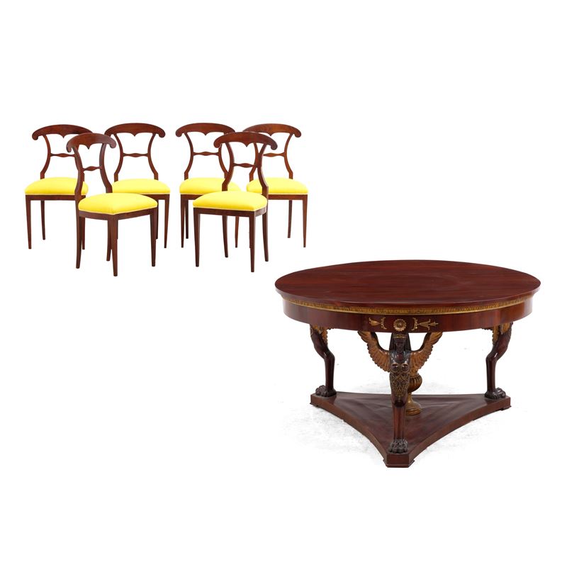 Tavolo da centro Impero in mogano, XIX secolo  - Asta Antiquariato - Cambi Casa d'Aste