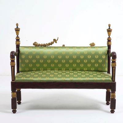 Divano Impero, mogano e legno dorato, XIX secolo