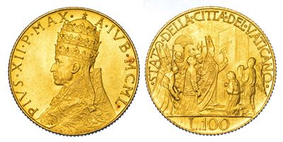 Pio XII, 100 Lire 1950/A, Vaticano (1939-1958)