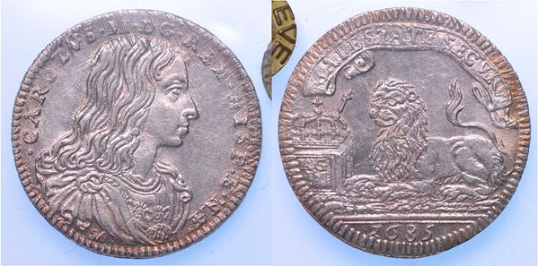 NAPOLI. CARLO II DI SPAGNA, 1665-1700. Carlino 1685.