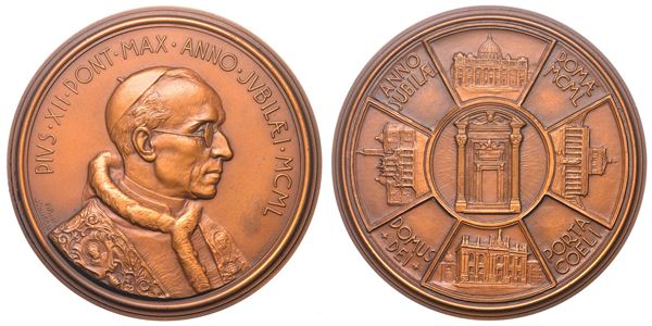VATICANO. PIO XII, 1939-1958. Medaglia in bronzo per il Giubileo 1950.