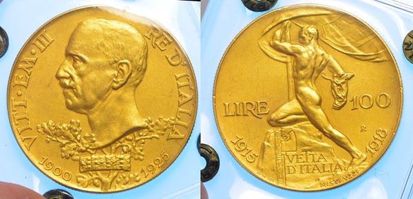 REGNO D'ITALIA. VITTORIO EMANUELE III DI SAVOIA, 1900-1946. 100 Lire 1925. Vetta d’Italia.