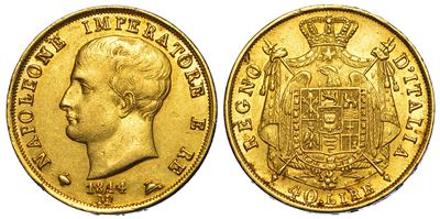 Milano, Napoleone I, 40 Lire 1814, oro