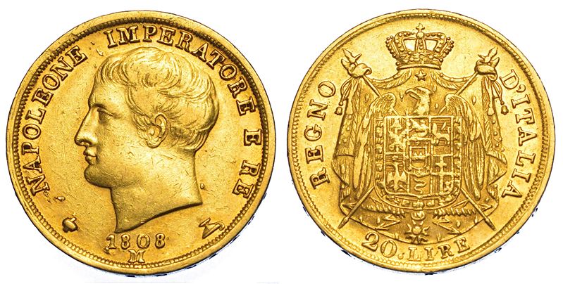 MILANO. NAPOLEONE I, 1805-1814. 20 Lire 1808.  - Auction Numismatics - Cambi Casa d'Aste