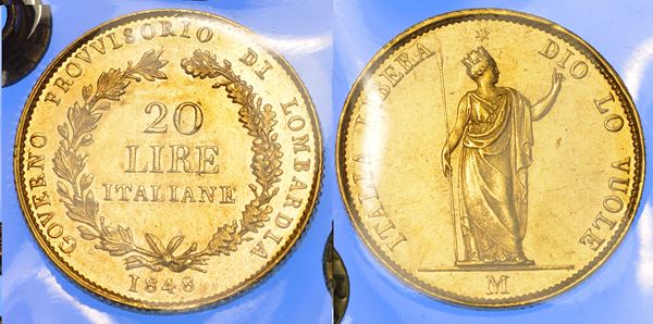 MILANO. GOVERNO PROVVISORIO DI LOMBARDIA, 1848. 20 Lire 1848.