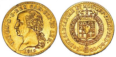 Regno di Sardegna, Vittorio Emanuele I di Savoia, 20 Lire 1819, Torino