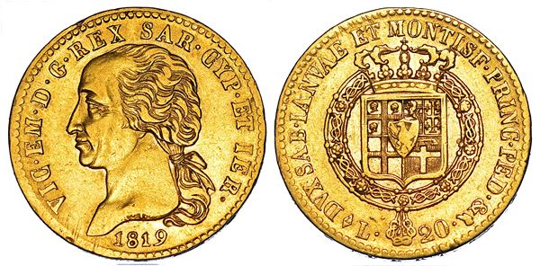 REGNO DI SARDEGNA. VITTORIO EMANUELE I DI SAVOIA, 1802-1821. 20 Lire 1819. Torino.