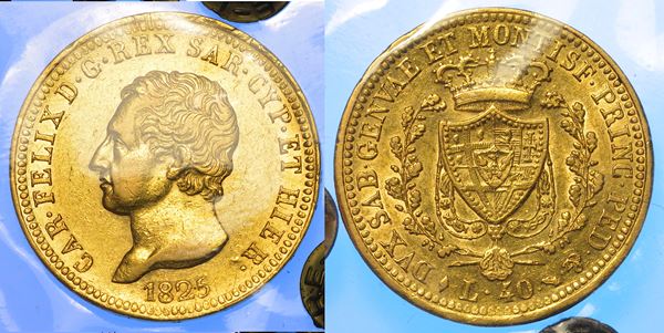 REGNO DI SARDEGNA. CARLO FELICE DI SAVOIA, 1821-1831. 40 Lire 1825. Torino.