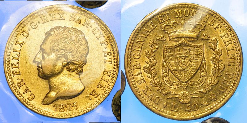 REGNO DI SARDEGNA. CARLO FELICE DI SAVOIA, 1821-1831. 40 Lire 1825. Torino.  - Auction Numismatics - Cambi Casa d'Aste