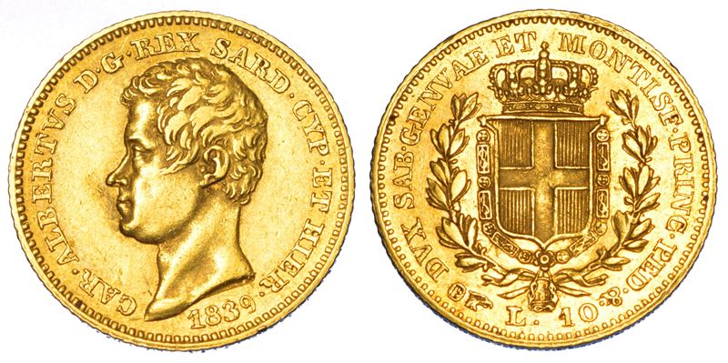 REGNO DI SARDEGNA. CARLO ALBERTO DI SAVOIA, 1831-1849. 10 Lire 1839. Torino.  - Asta Numismatica - Cambi Casa d'Aste