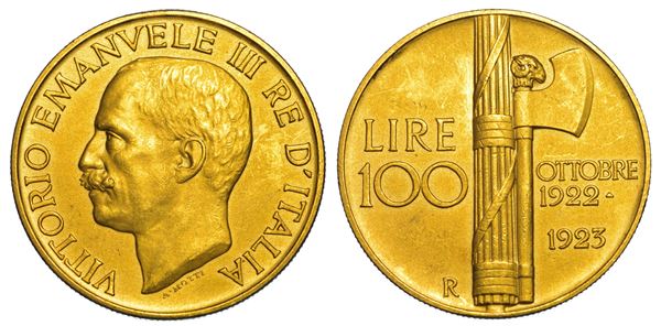 REGNO D'ITALIA. VITTORIO EMANUELE III DI SAVOIA, 1900-1946. 100 Lire 1923. Fascio.