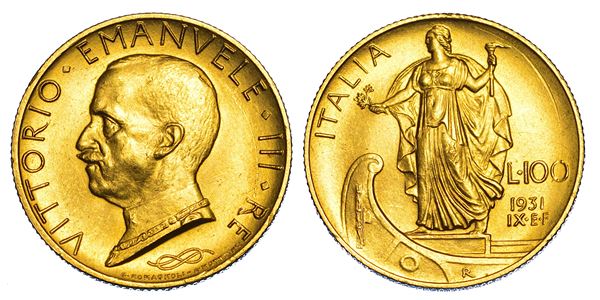 REGNO D'ITALIA. VITTORIO EMANUELE III DI SAVOIA, 1900-1946. 100 Lire 1931/A. IX. Italia su prora.