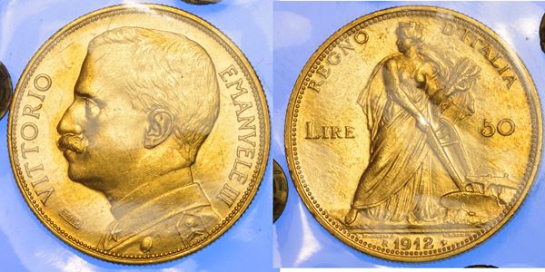 REGNO D'ITALIA. VITTORIO EMANUELE III DI SAVOIA, 1900-1946. 50 Lire 1912. Aratrice.