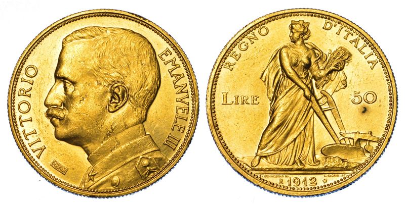 REGNO D'ITALIA. VITTORIO EMANUELE III DI SAVOIA, 1900-1946. 50 Lire 1912. Aratrice.  - Auction Numismatics - Cambi Casa d'Aste