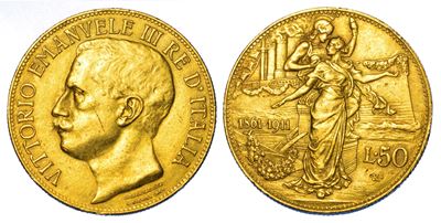 Regno d'Italia, Vittorio Emanuele III di Savoia, 50 Lire 1911, Cinquantenario