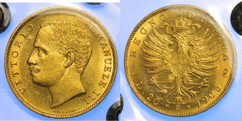 REGNO D'ITALIA. VITTORIO EMANUELE III DI SAVOIA, 1900-1946. 20 Lire 1905. Aquila.  - Auction Numismatics - Cambi Casa d'Aste