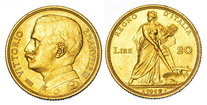 REGNO D'ITALIA. VITTORIO EMANUELE III DI SAVOIA, 1900-1946. 20 Lire 1912. Aratrice.  - Auction Numismatics - Cambi Casa d'Aste