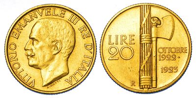 Regno d'Italia, Vittorio Emanuele III di Savoia, 20 Lire 1923, Oro