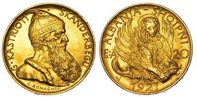 Albania, Ahmed Zogu Presidente, 20 Franga Oro, 1927