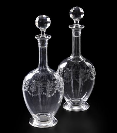 Coppia di Bottiglie Francia, Manifattura Baccarat, Primi del XX Secolo