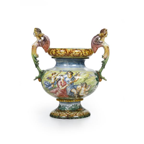 Vaso biansato. Albisola (?), XX secolo.