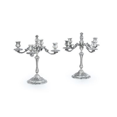 Coppia di Candelabri. Argenteria Italiana della Prima Metà del XX Secolo