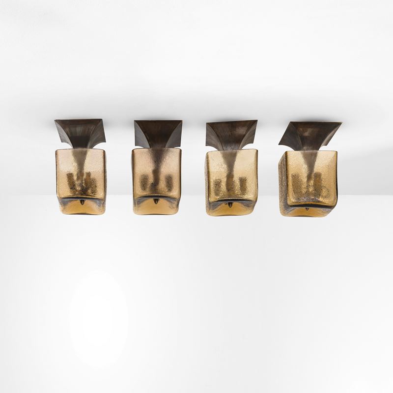 Seguso : Quattro lampade a plafone ad altezza regolabile.  - Asta Design 200 - Cambi Casa d'Aste