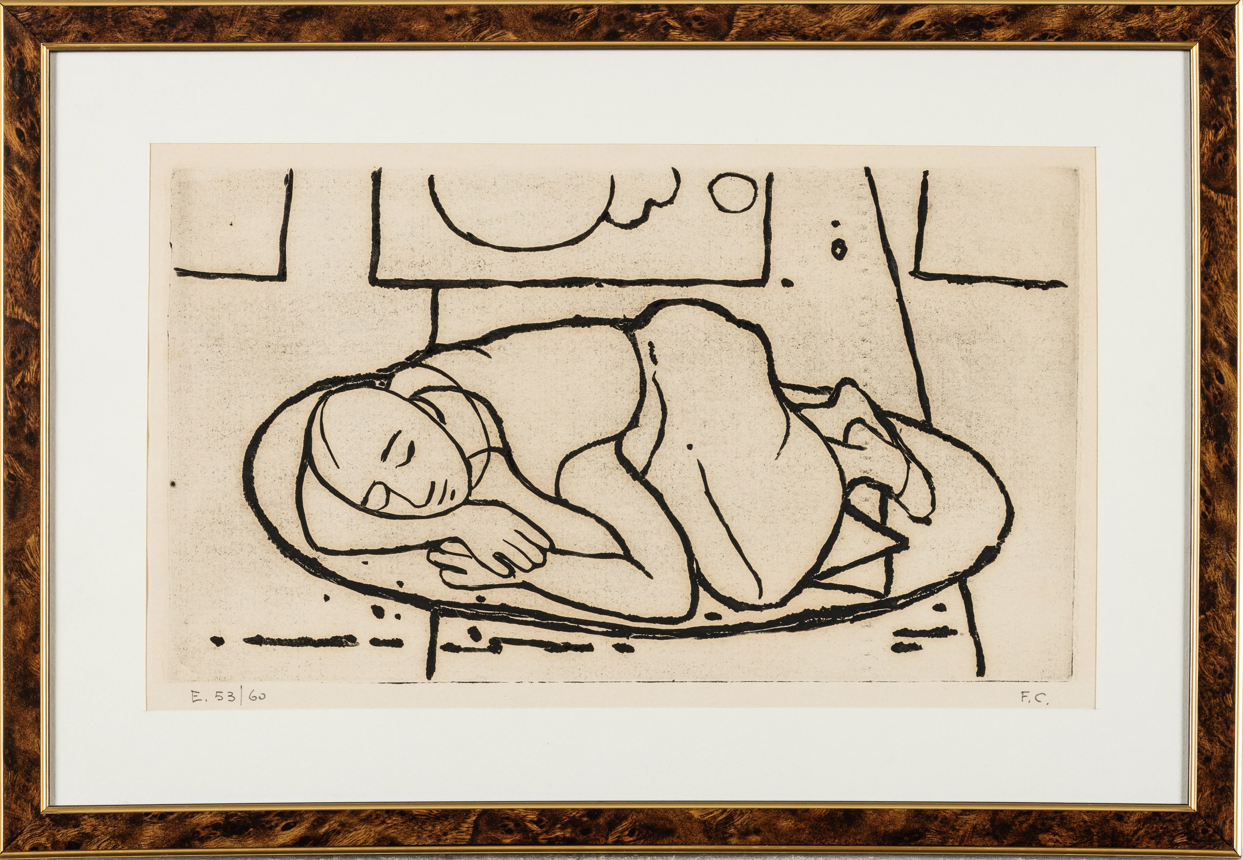 Felice Casorati - Figura femminile dormiente, acquaforte