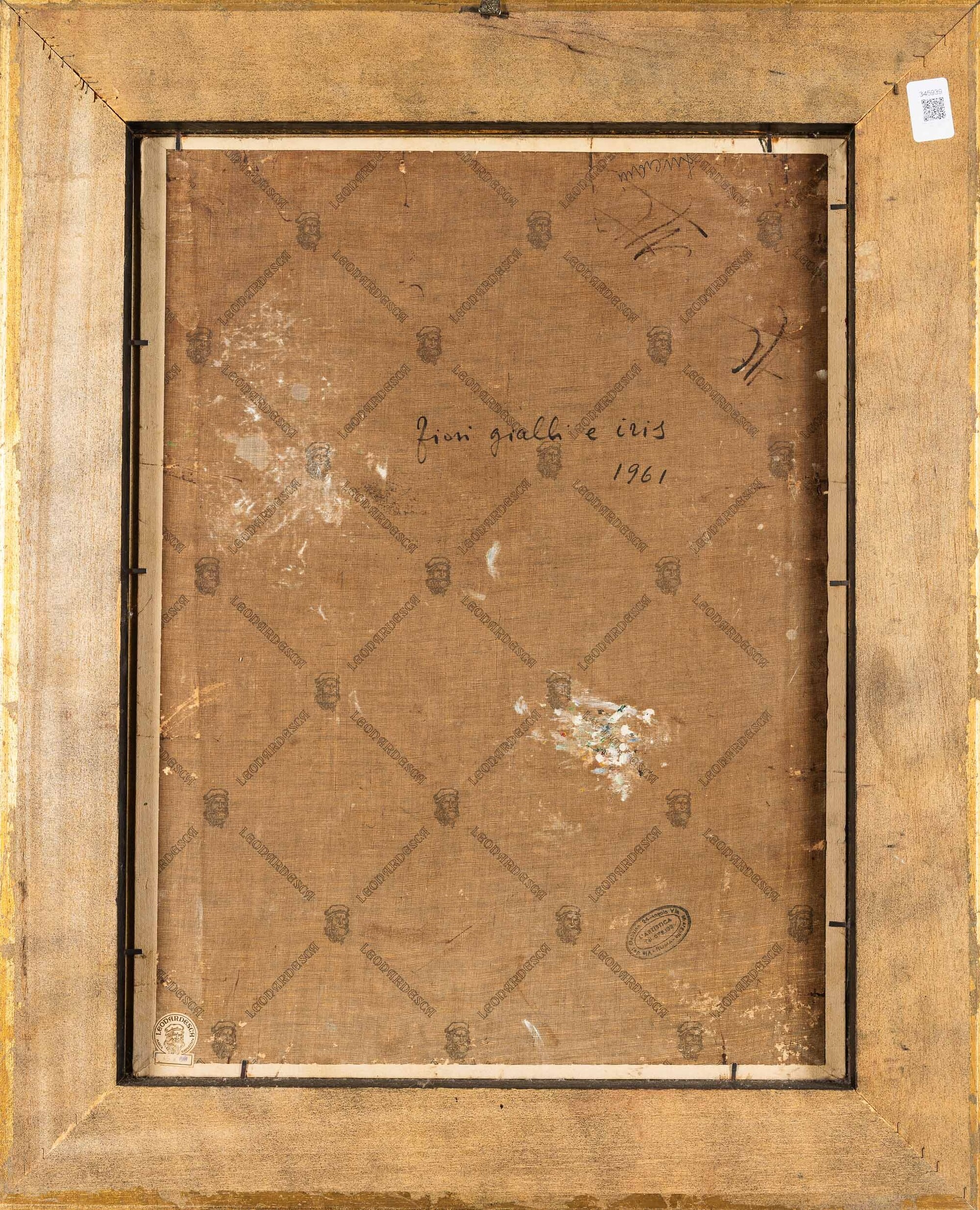 Giovanni Omiccioli - Fiori gialli e iris, olio su cartone telato