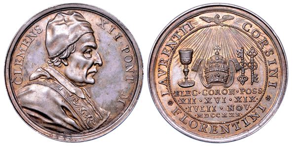 STATO PONTIFICIO. CLEMENTE XII (Lorenzo Corsini), 1730-1740. Medaglia in argento 1730 (A. I).