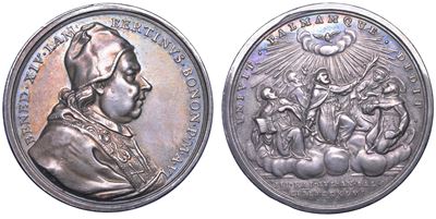 Benedetto XIV (Prospero Lorenzo Lambertini), Medaglia annuale in argento 1746/A. VI. Nuove Canoni...