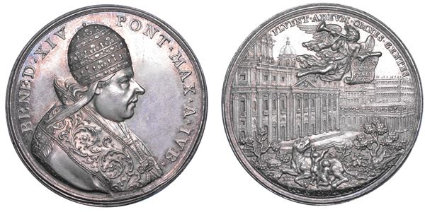 STATO PONTIFICIO. BENEDETTO XIV (Prospero Lorenzo Lambertini), 1740-1758. Medaglia in argento A. IVB (1750).